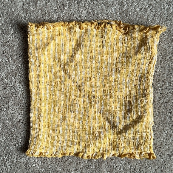 Forever 21 Tops - Forever 21 Yellow and White Textured Cropped Tube Too